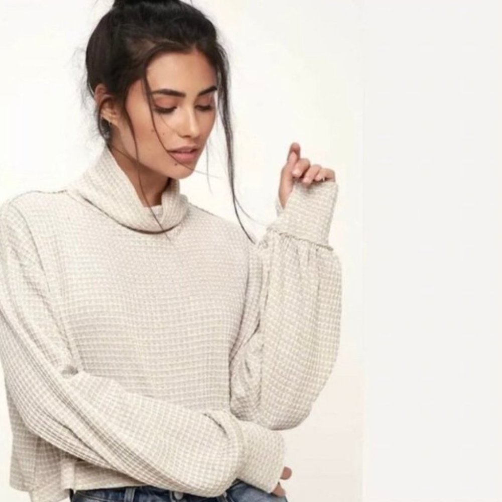 Free People BK Waffle Knit Crop Top - Size Small